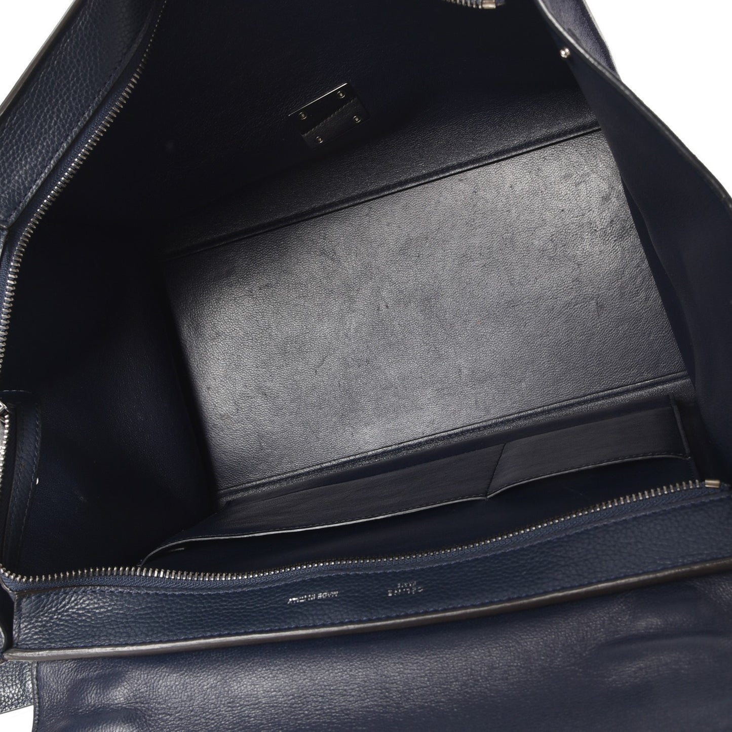 Drummed Calfskin Suede Medium Trapeze Navy
