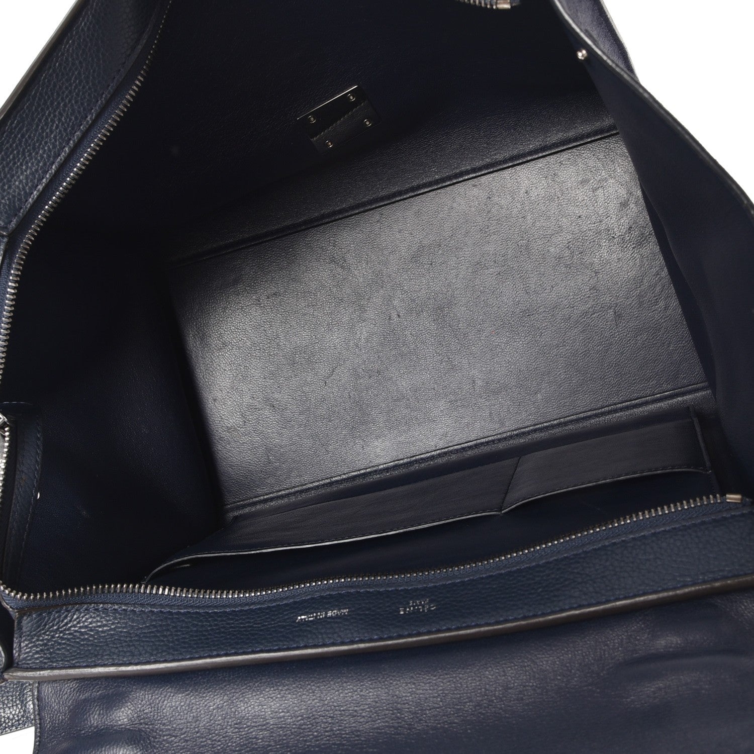 Celine Drummed Calfskin Suede Medium Trapeze Navy 6 of 15