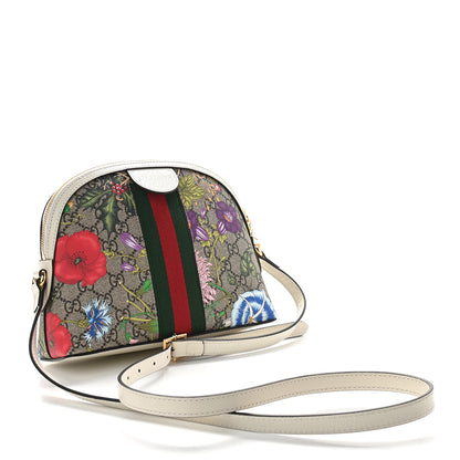 Gucci GG Supreme Monogram Flora Web GG Small Ophidia Dome Shoulder Bag White 3 of 9