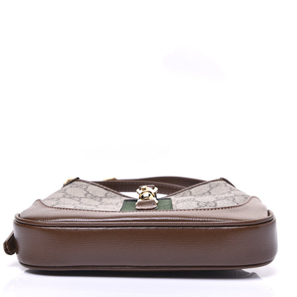 Gucci GG Supreme Monogram Azalea Calfskin Web Mini Jackie 1961 Hobo Beige Ebony Brown Sugar 13 of 14