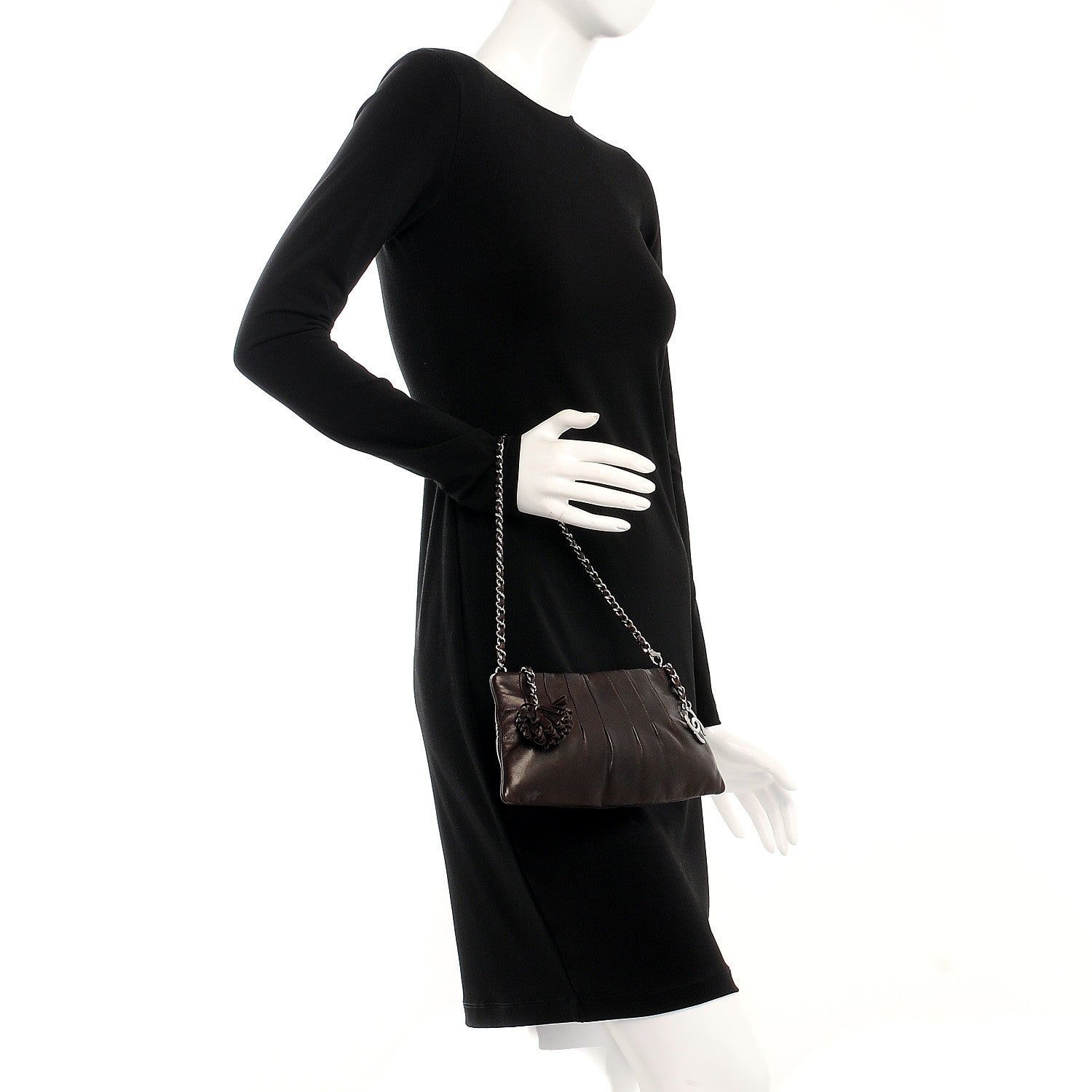 Chanel Lambskin Pleated Tassel Shoulder Bag Brown 2 of 7