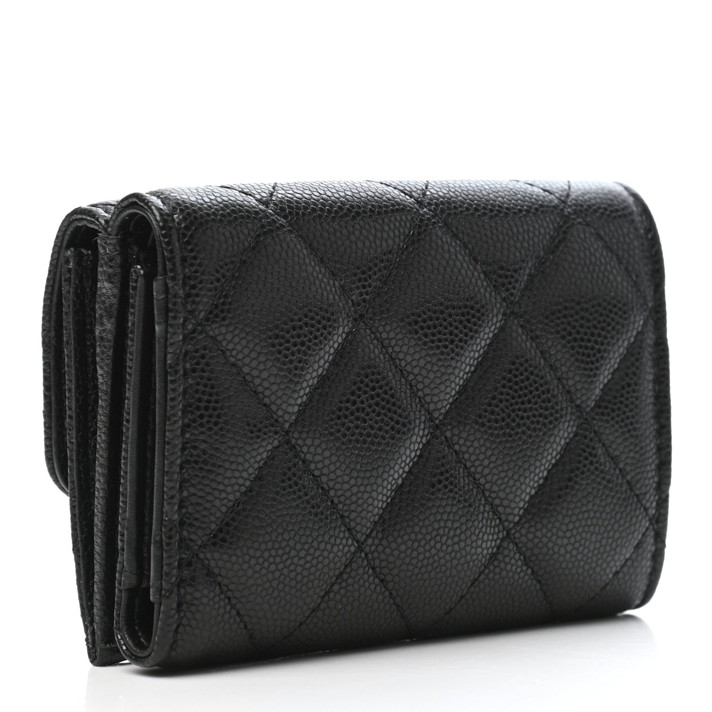Caviar Quilted My Everything Small Flap Wallet Black