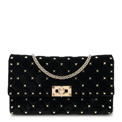 Valentino Garavani Velvet Rockstud Spike Wallet on Chain Black 1 of 11