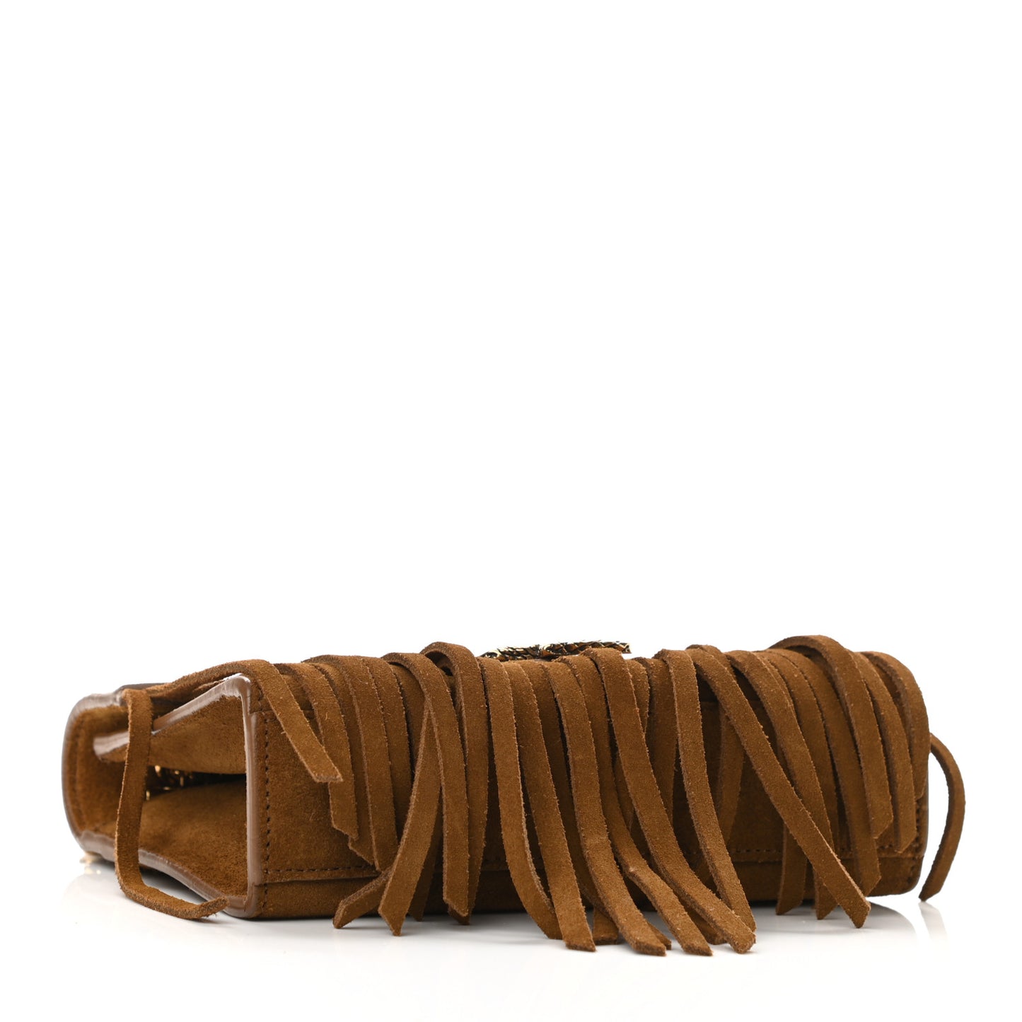 Suede Fringe Baby Monogram Satchel Light Ocre