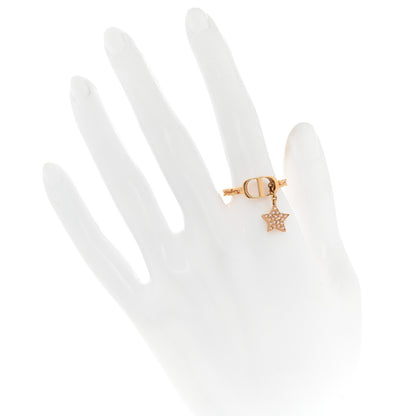 Christian Dior Metal Crystal Star CD Ring L 54/7 Gold 2 of 4