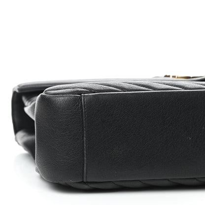 Saint Laurent Sheepskin Matelasse Chevron Monogram Large College Satchel Black 6 of 9