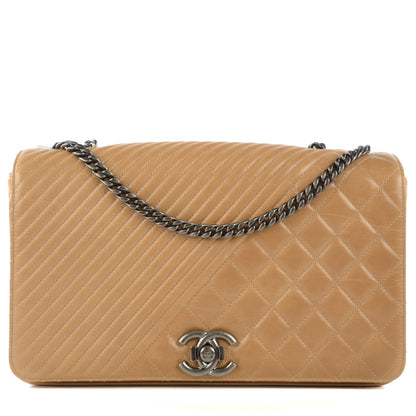 Chanel Glazed Calfskin Quilted Large Coco Boy Flap Beige 1 of 8