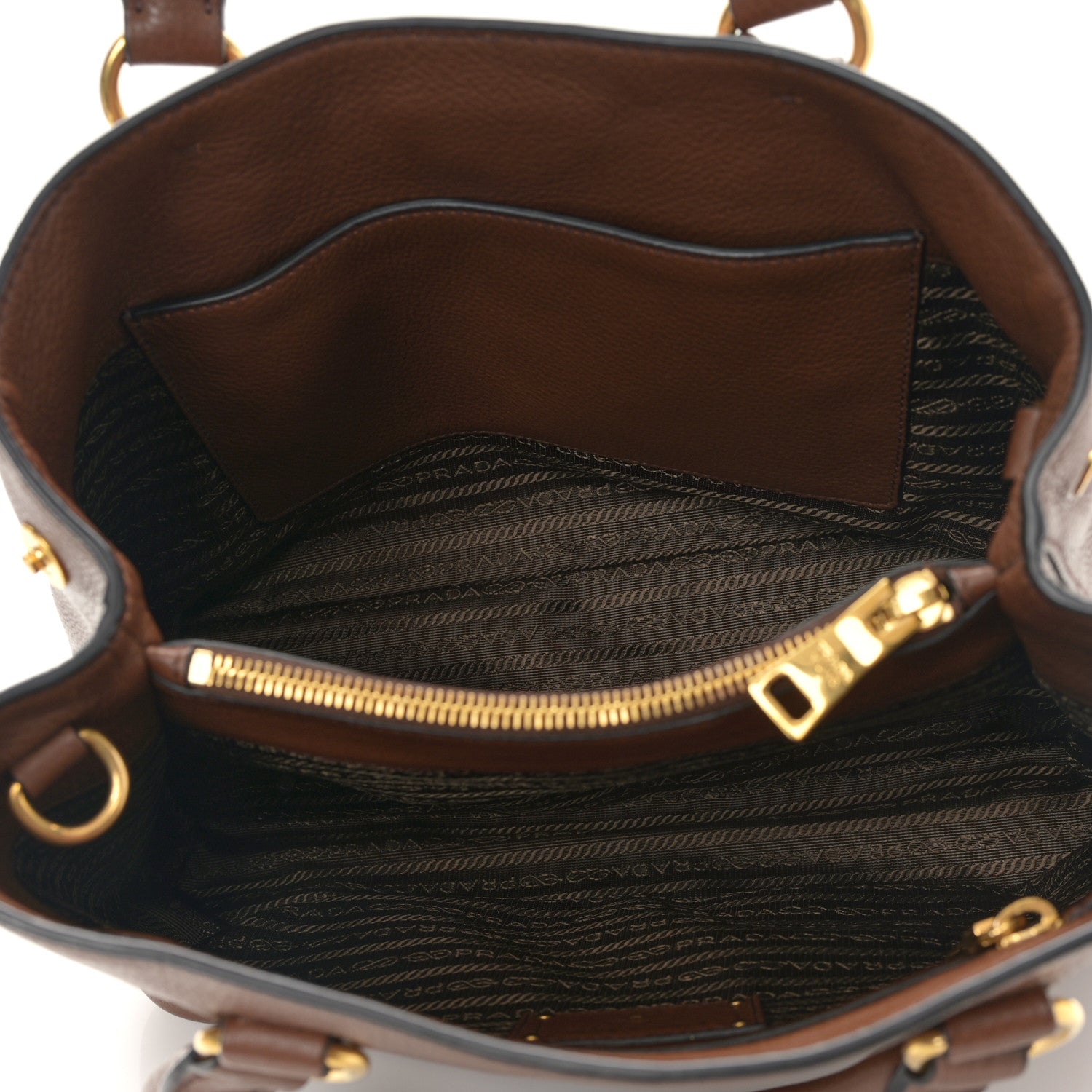 Prada Vitello Daino Tote Brown 5 of 9