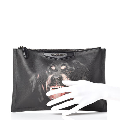 Givenchy Texutured Coated Canvas Rottweiler Print Medium Cosmetic Pouch Black 2 of 11
