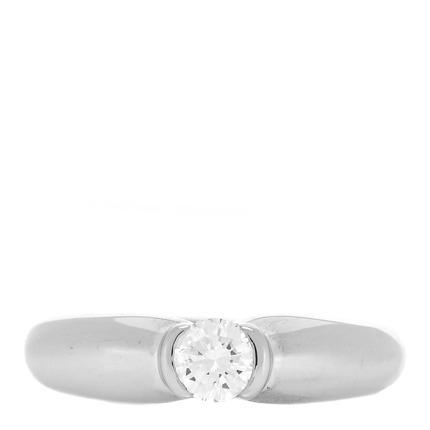 18K White Gold Diamond .30ct C De Cartier Solitaire Ring 49 4.75