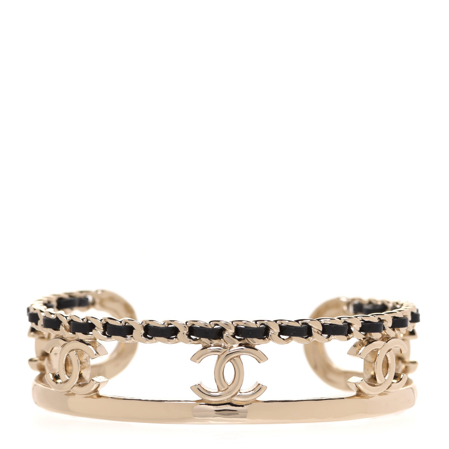 Chanel Metal Lambskin Chain CC Bracelet S Gold 1 of 5