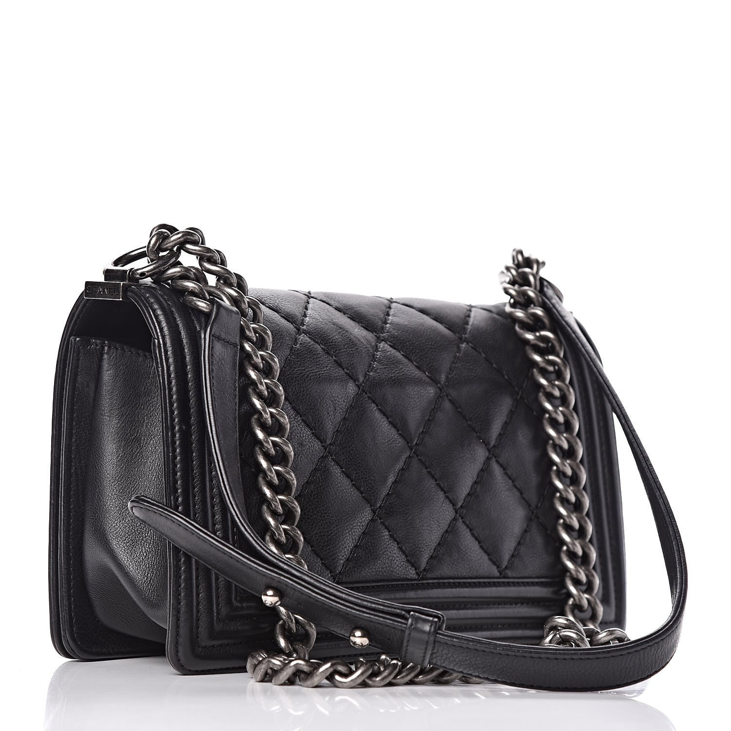 Chanel Calfskin Double Stitch Medium Boy Flap Black 3 of 12