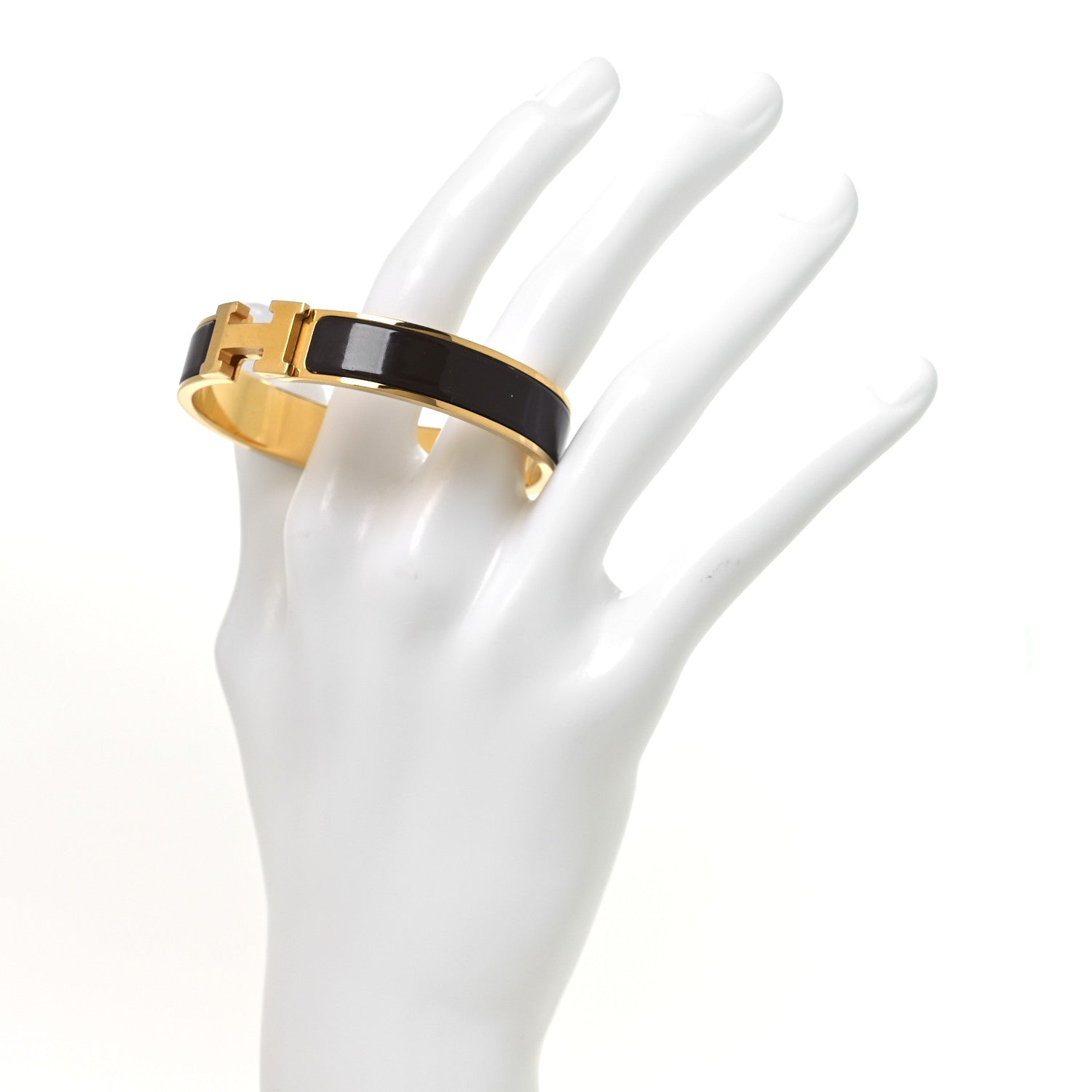 Hermes Enamel Narrow Clic Clac H Bracelet GM Moka 2 of 4