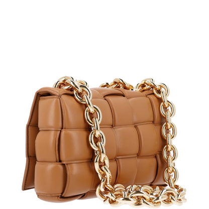 Bottega Veneta Lambskin Maxi Intreccio Padded Chain Cassette Crossbody Bag Caramel 2 of 11