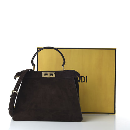 Fendi Suede Medium Peekaboo I See U Satchel Moresco Oro Chiaro 10 of 10