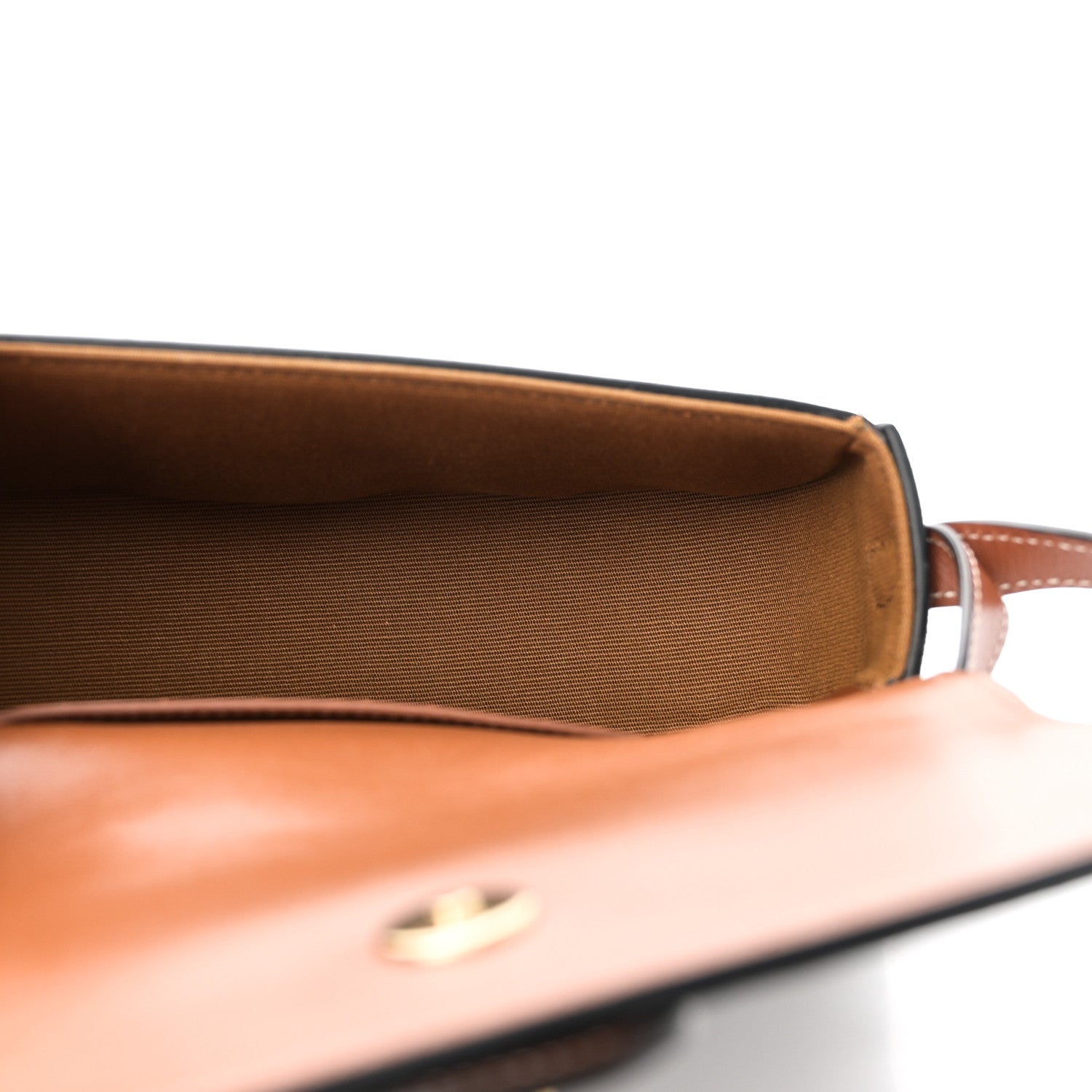 Celine Triomphe Canvas Calfskin Tabou Clutch on Strap Tan 5 of 9