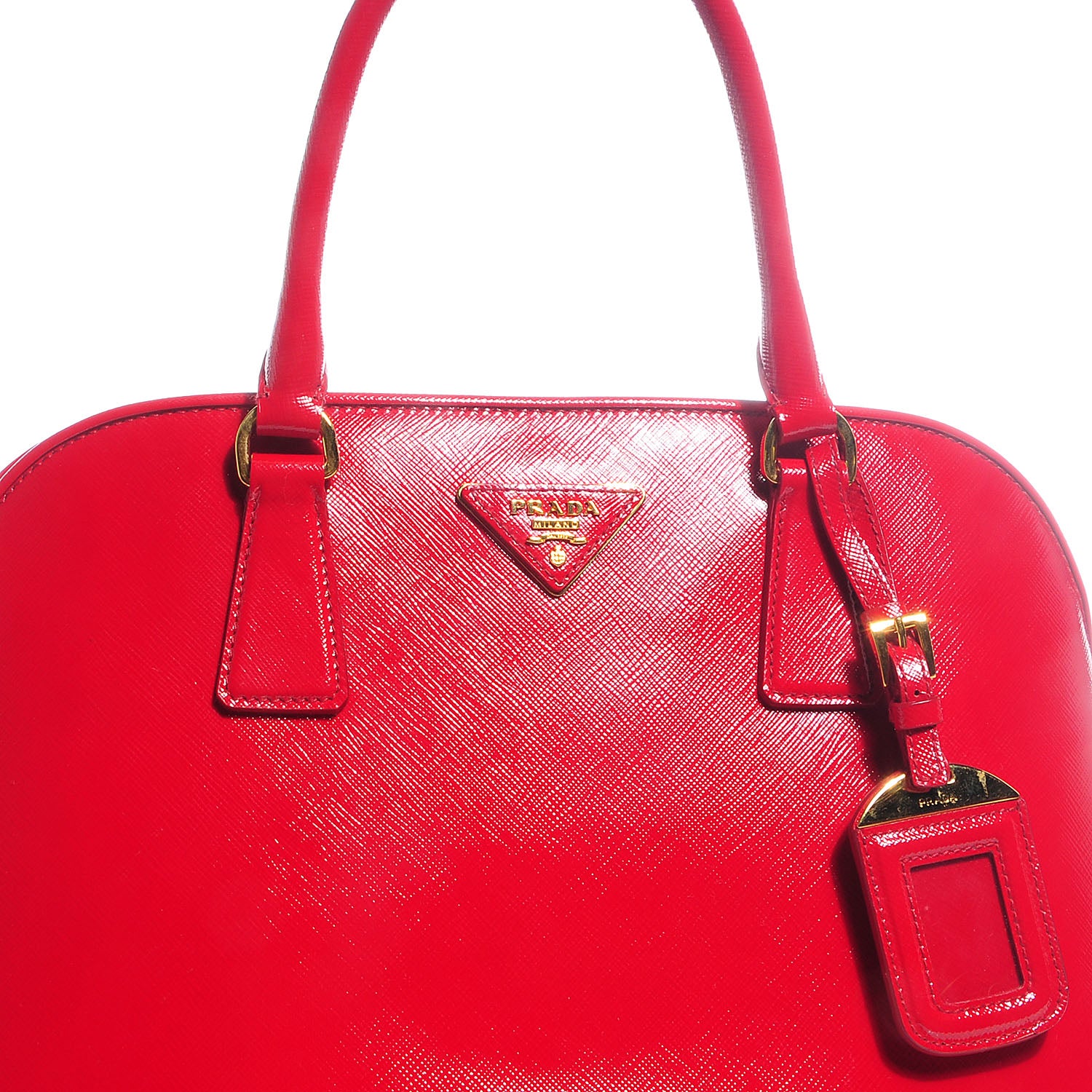 Prada Saffiano Vernice Tote Rosso 7 of 11
