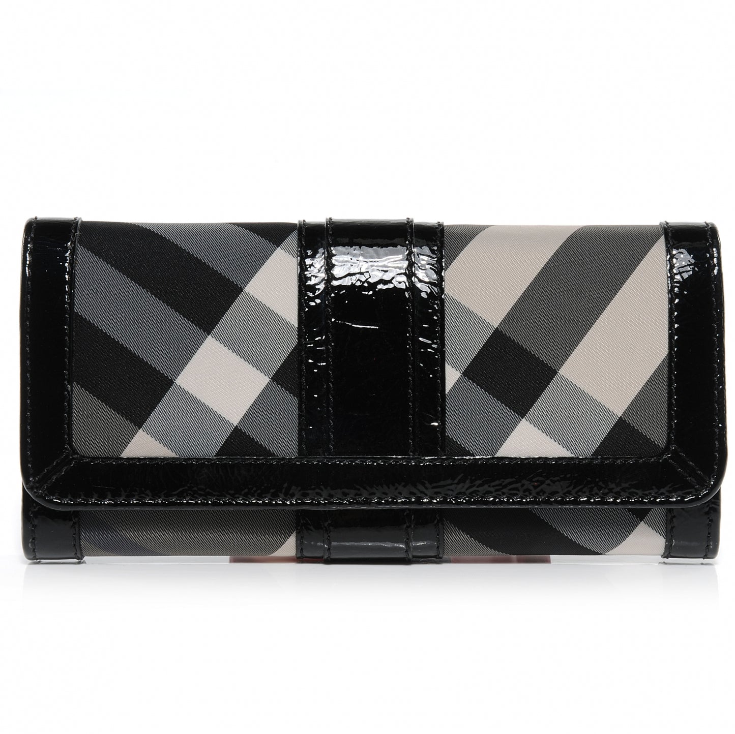 Patent Canvas Smoked Check Wallet Black