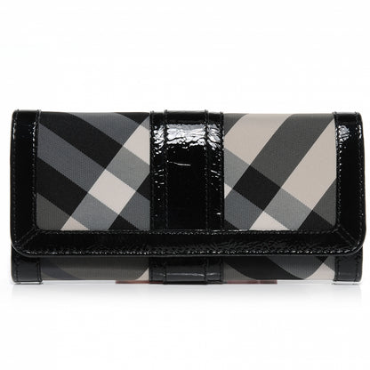 Burberry Patent Canvas Smoked Check Wallet Black 1 of 8
