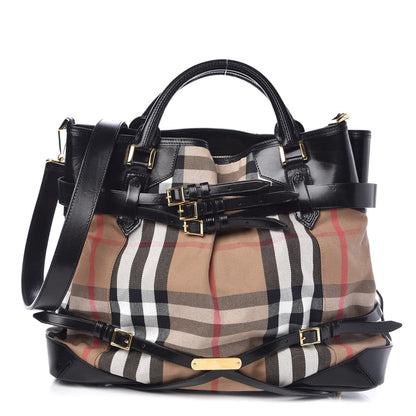 Burberry House Check Bridle Calfskin Large Lynher Tote Black 1 of 14