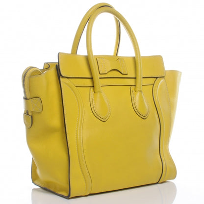Celine Drummed Calfskin Mini Luggage Citron 4 of 10