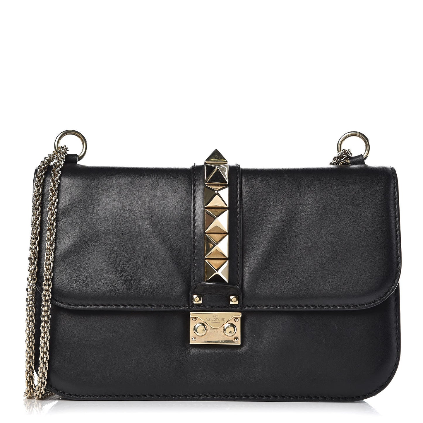 Vitello Medium Glam Lock Rockstud Flap Black