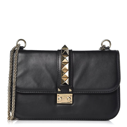 Valentino Garavani Vitello Medium Glam Lock Rockstud Flap Black 1 of 11