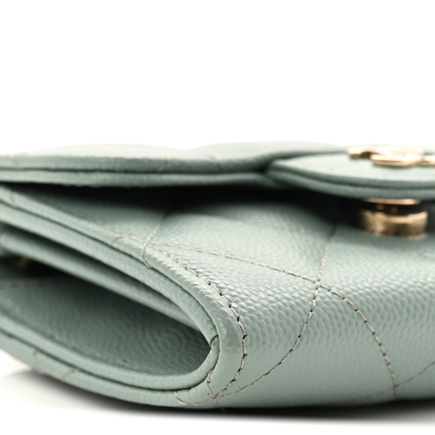 Chanel Caviar Quilted Flap Card Holder On Chain Light Green 10 of 11