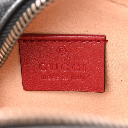 Gucci Vintage Effect Calfskin Matelasse Diagonal Mini Torchon GG Marmont Round Shoulder Bag Black Romantic Cherry 6 of 9