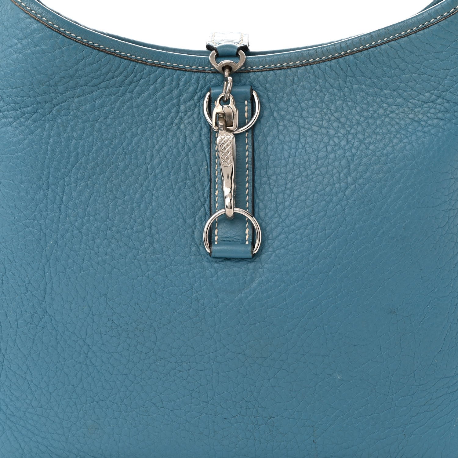 Hermes Taurillon Clemence Trim II 35 Shoulder Bag Blue Jean 7 of 11