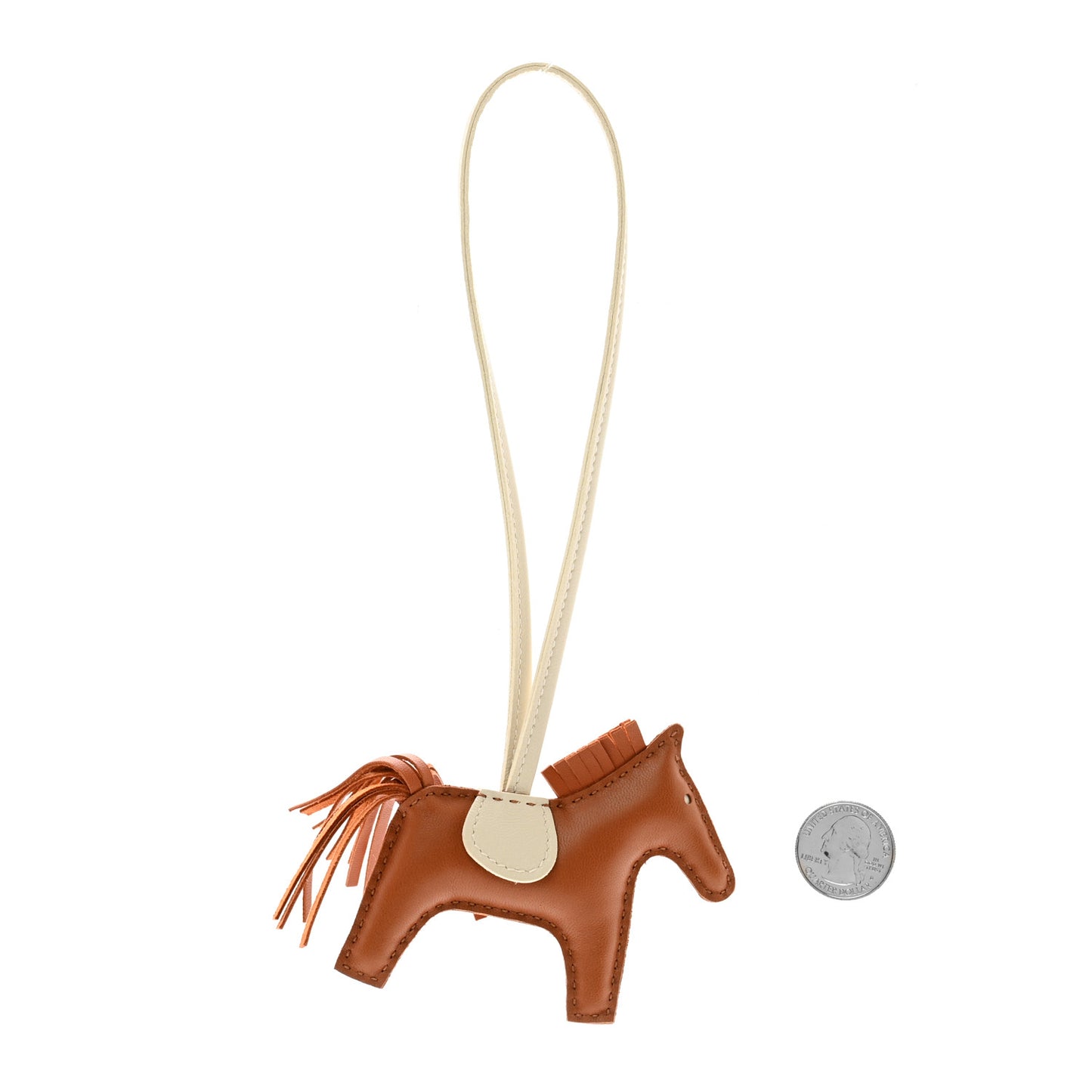 Milo Lambskin Grigri Rodeo Horse Bag Charm PM Craie Gold Pain D'epice