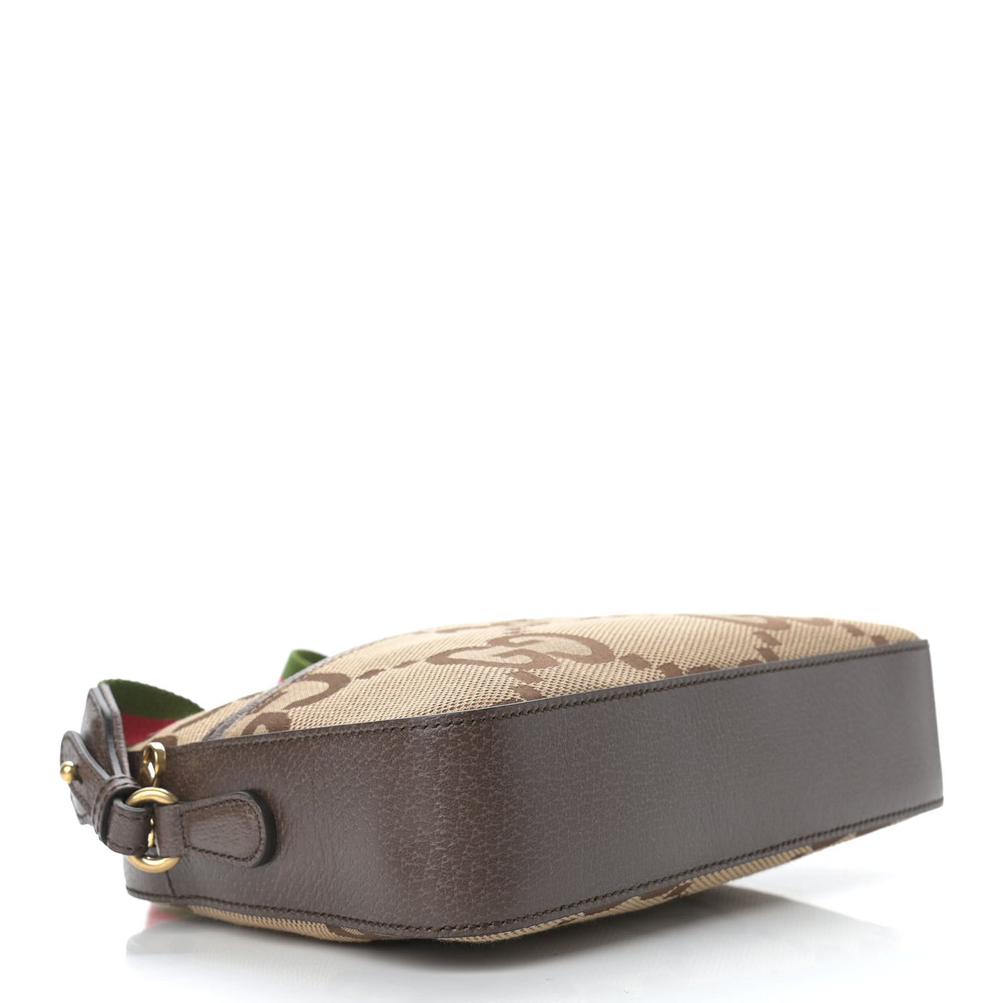 Monogram Jumbo GG Textured Dollar Calfskin Web Messenger Shoulder Bag Camel Ebony New Acero