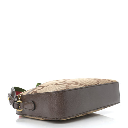 Gucci Monogram Jumbo GG Textured Dollar Calfskin Web Messenger Shoulder Bag Camel Ebony New Acero 4 of 9