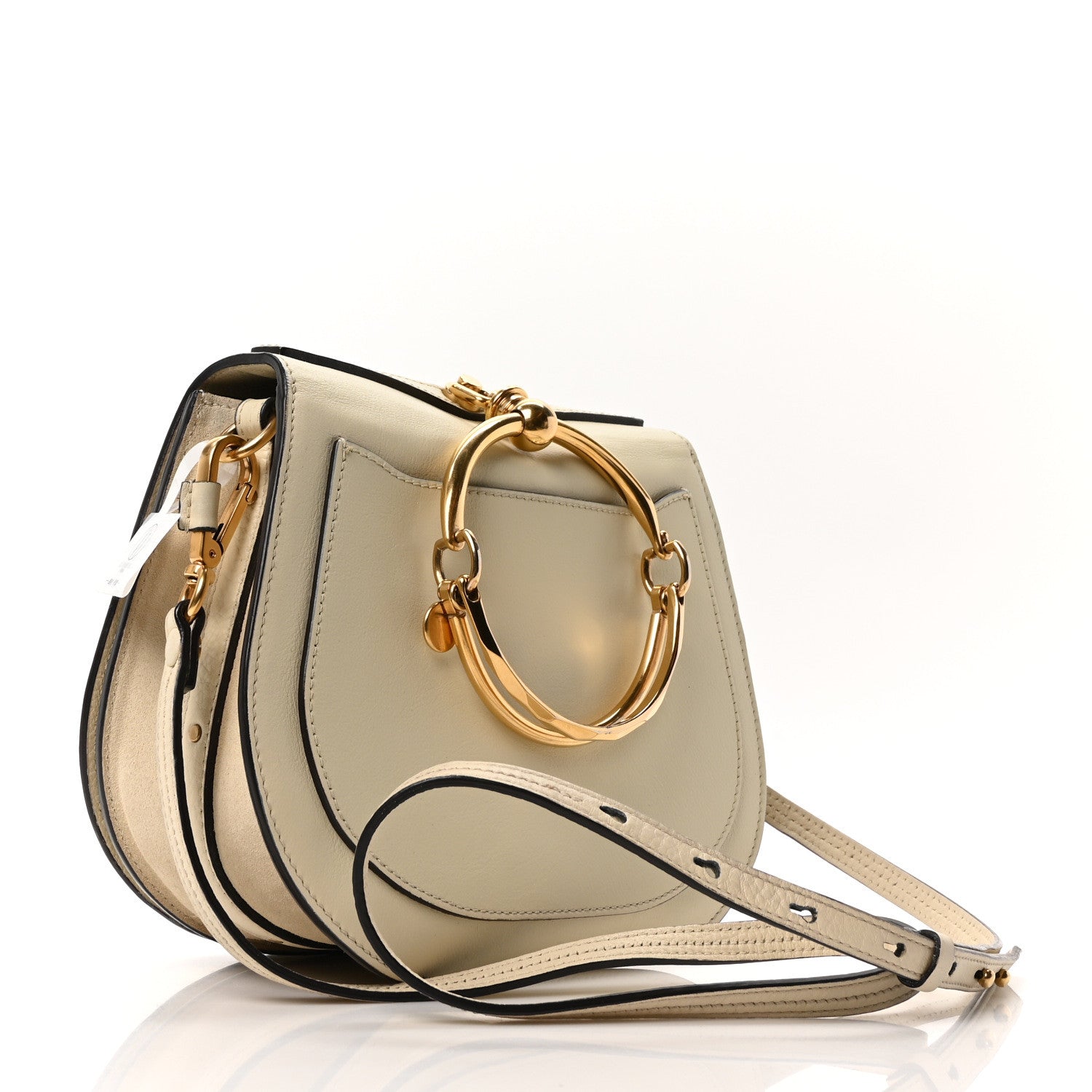 Chloe Calfskin Suede Medium Nile Bracelet Bag Off White 3 of 10
