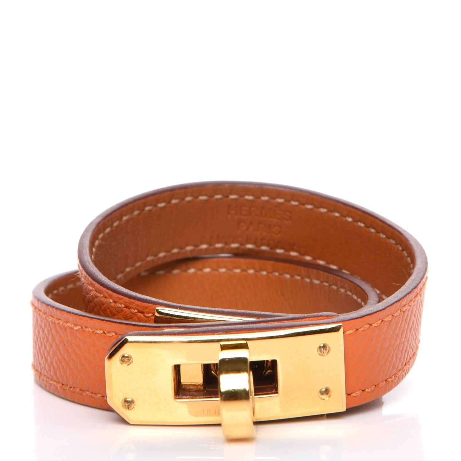 Hermes Epsom Kelly Double Tour Bracelet XS Orange 1 of 5
