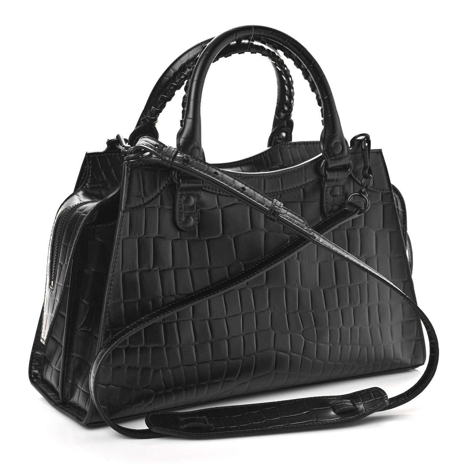 Balenciaga Semi Shiny Calfskin Crocodile Embossed Neo Classic Black Hardware S City Black 4 of 9