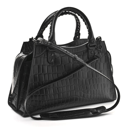 Balenciaga Semi Shiny Calfskin Crocodile Embossed Neo Classic Black Hardware S City Black 4 of 9