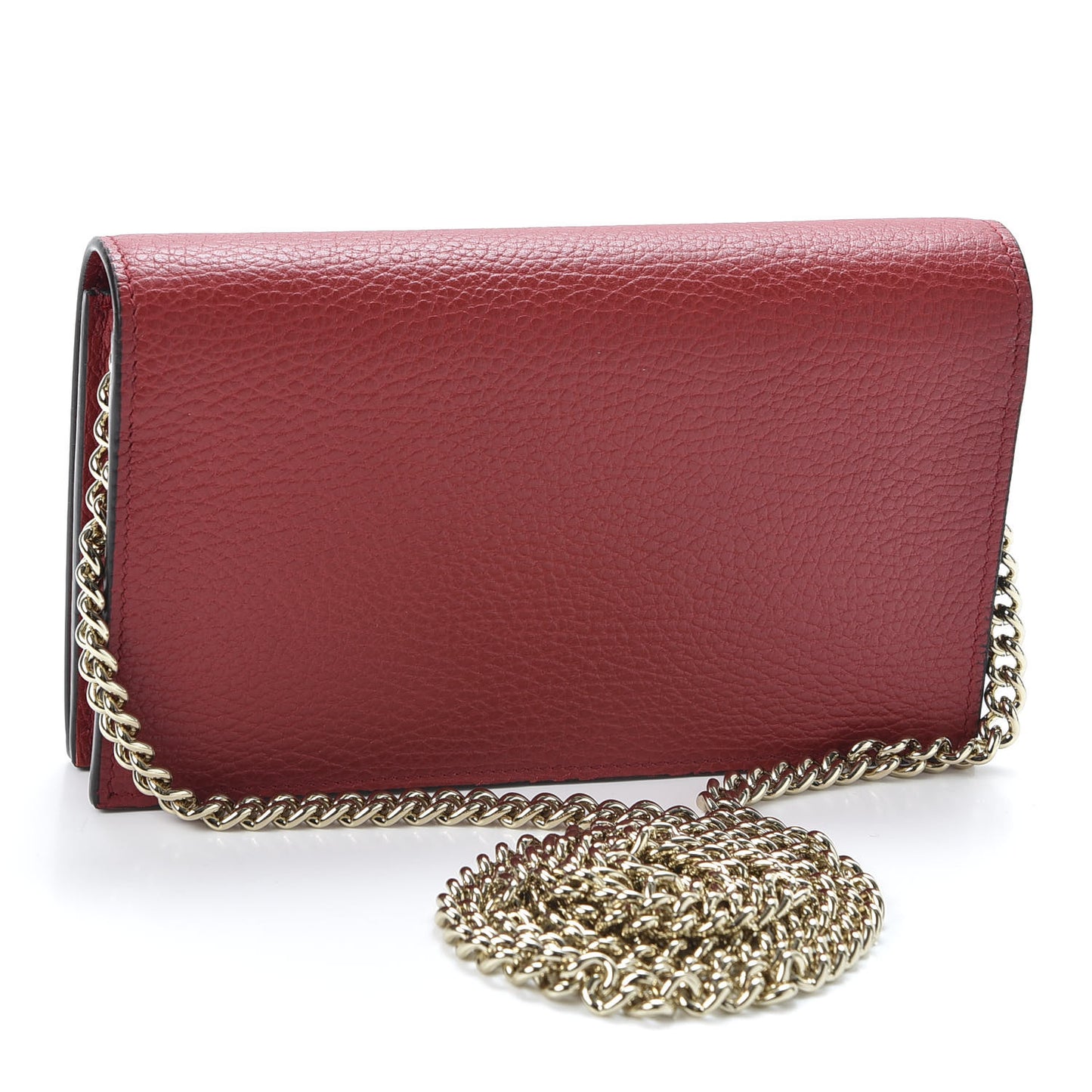 Dollar Calfskin Medium Betty Chain Wallet Red