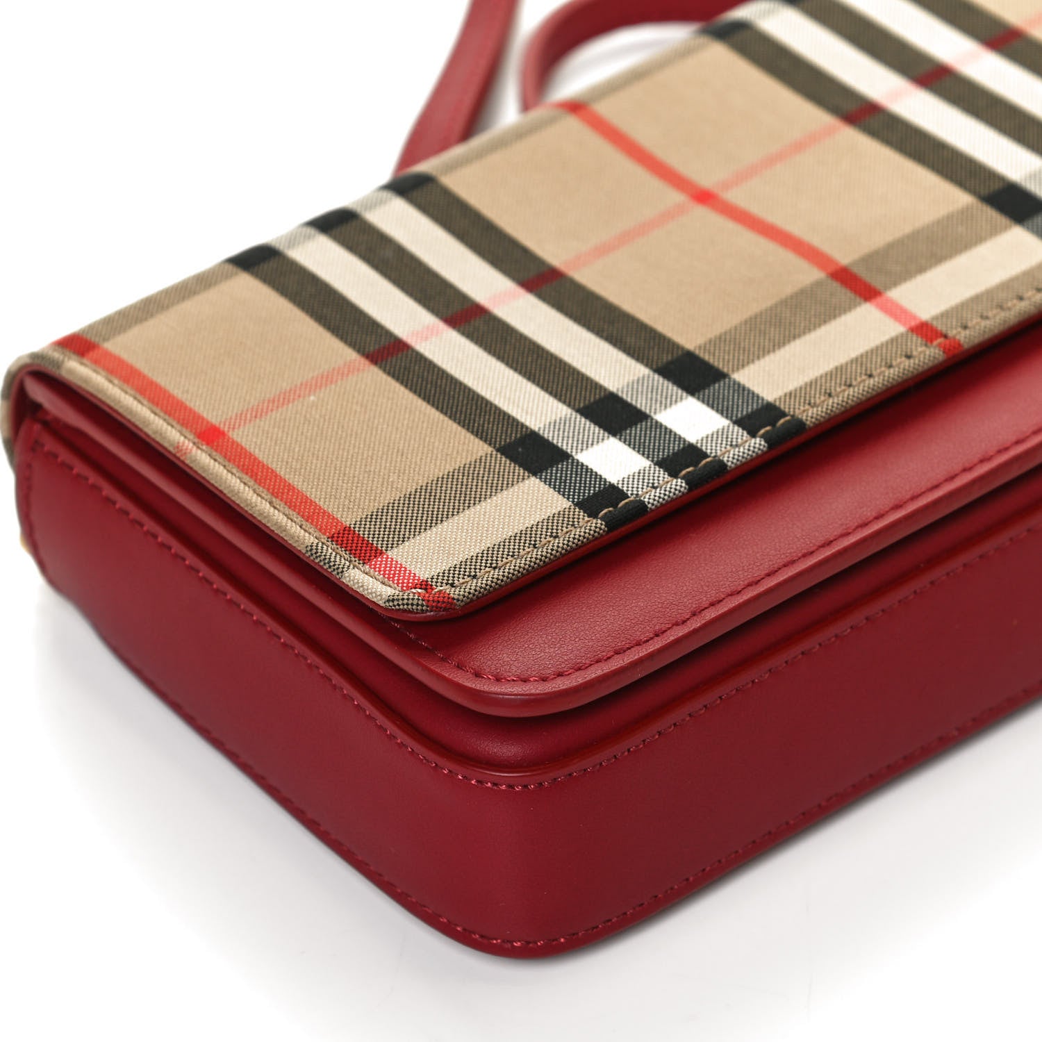 Burberry Calfskin Vintage Check Hayes Crossbody Parade Red 11 of 14
