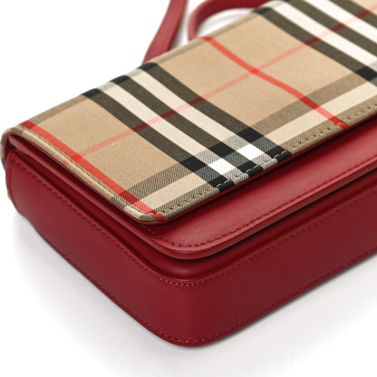 Burberry Calfskin Vintage Check Hayes Crossbody Parade Red 11 of 14