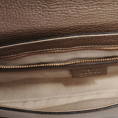 Gucci Metallic Pebbled Calfskin Medium Soho Flap Crossbody Golden Beige 5 of 9