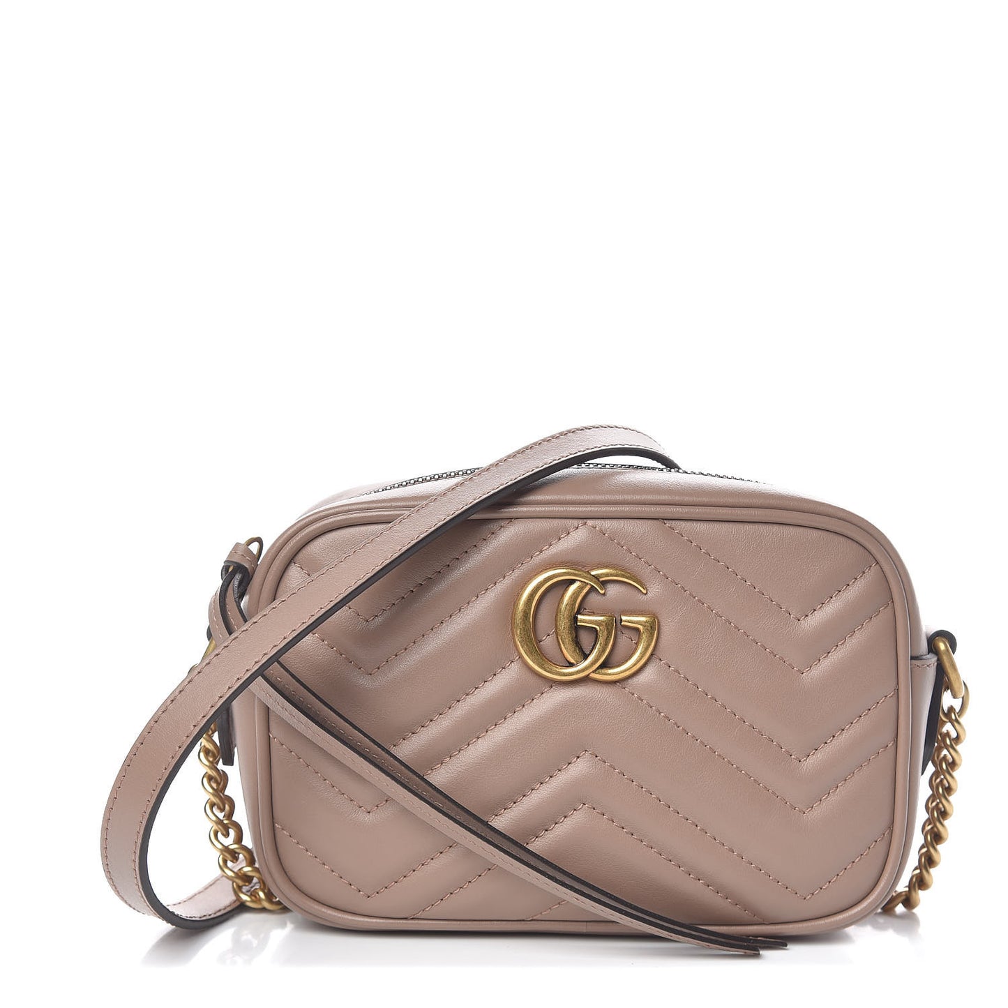 Calfskin Matelasse Mini GG Marmont Chain Shoulder Bag Porcelain Rose