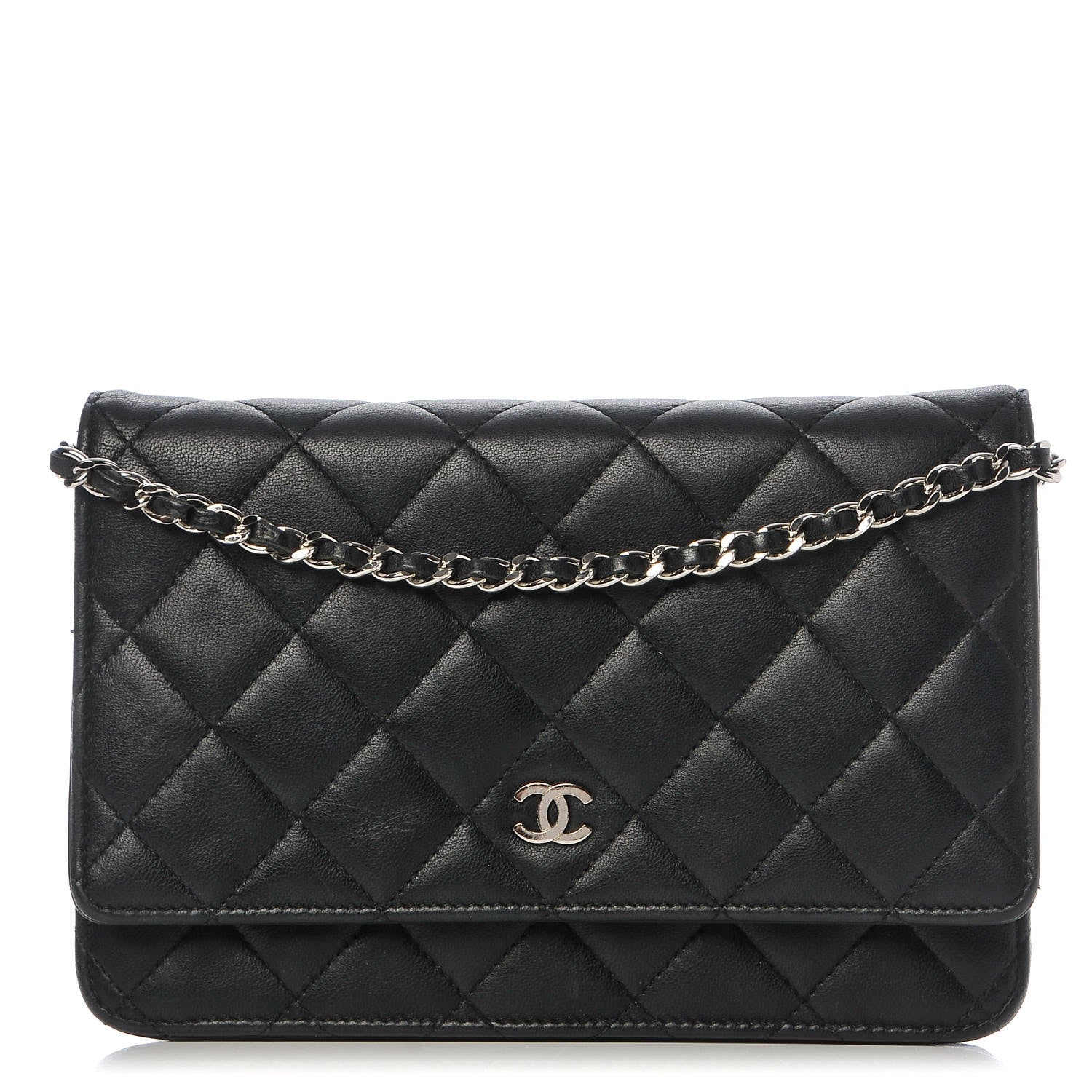 Chanel Lambskin Quilted Wallet On Chain WOC Black 1 of 9