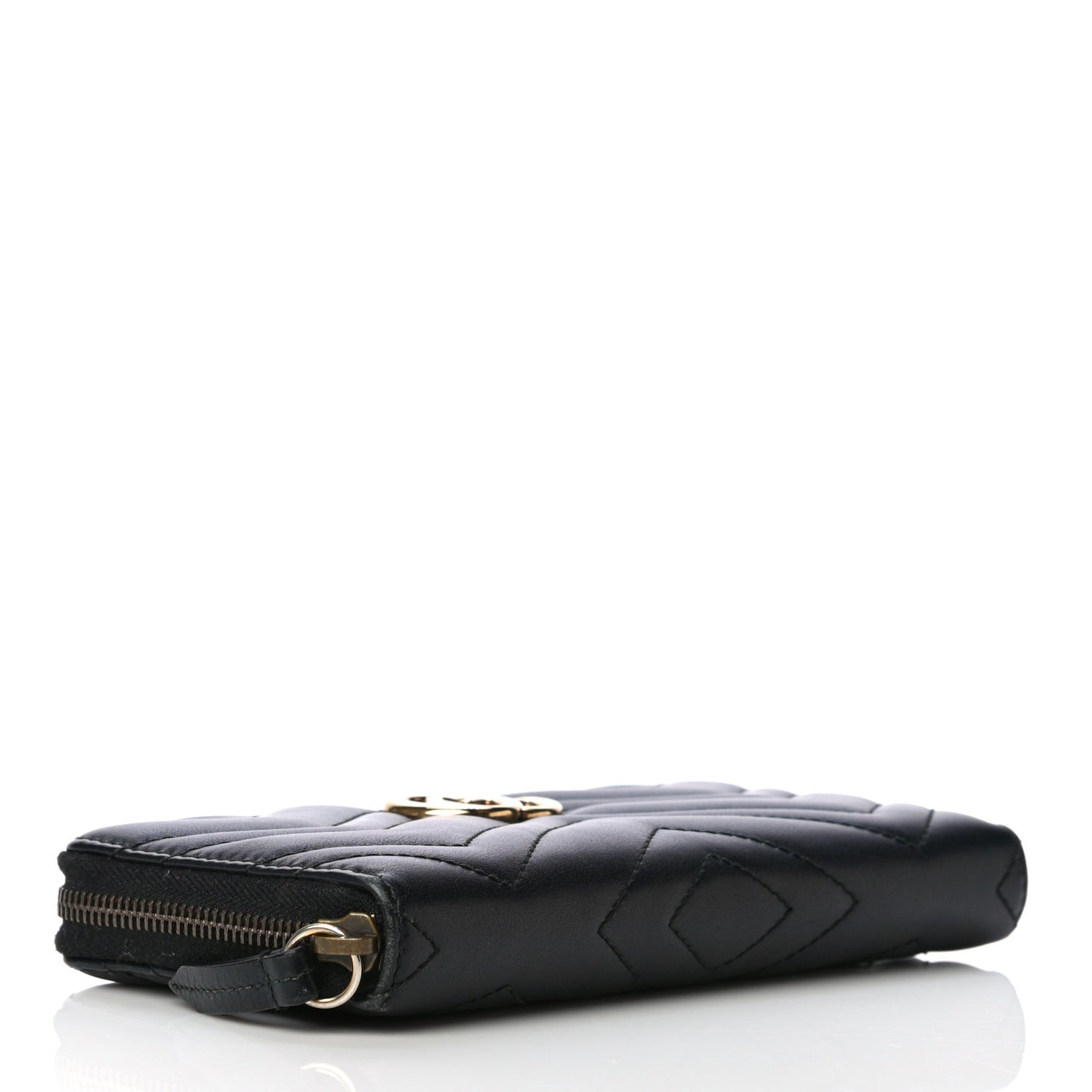 Calfskin Matelasse GG Marmont Zip Around Wallet Black
