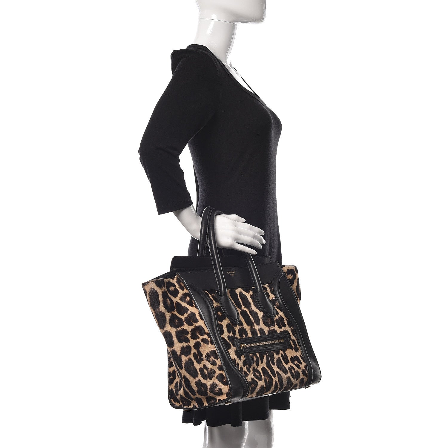 Celine Leopard Pony Hair Mini Luggage Brown 2 of 10
