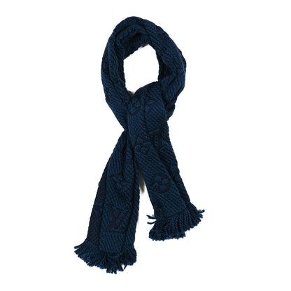 Louis Vuitton Wool Silk Logomania Scarf Denim Dark 1 of 3