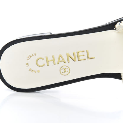 Chanel Pearl Embroidery CC Mules 35 Black White 6 of 9