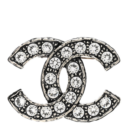 Chanel Crystal Textured CC Brooch Silver 1 of 5