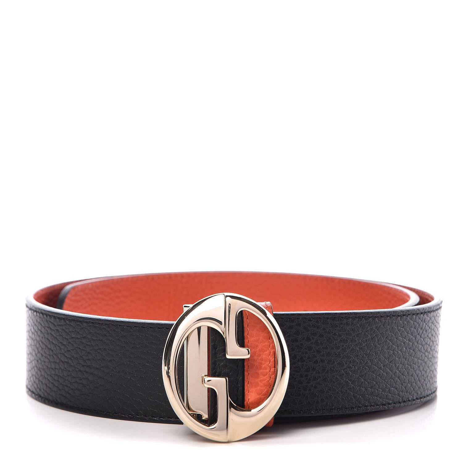 Gucci Calfskin 1973 Reversible Belt 80 32 Orange Black 1 of 8
