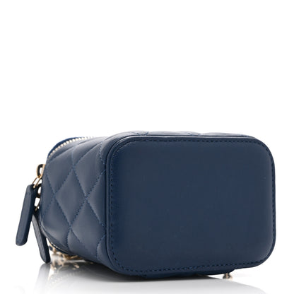 Chanel Lambskin Quilted Top Handle Mini Vanity Case With Chain Blue 4 of 11